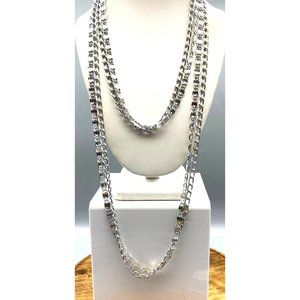 Vintage Sarah Coventry Eloxal Necklace, Four Strand Silver Tone Chain